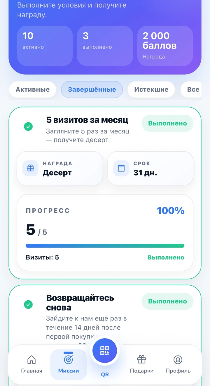 Миссия клиента выполнена: 5 из 5